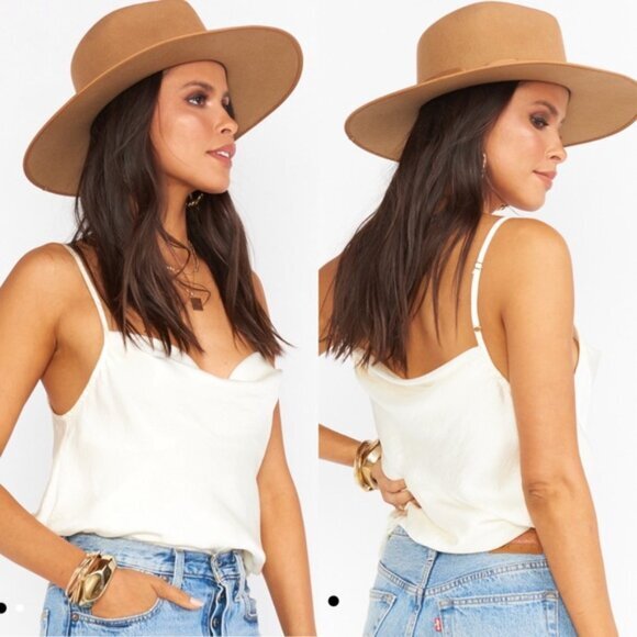 Show Me Your MuMu Tops - Show Me Your MuMu Ivory Keaton Satin Camisole Tank Size Small